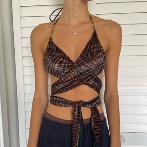 Zebra Print Wrap Around Top